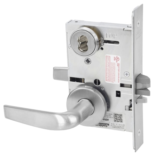 Storeroom or Closet Mortise Lock, CS Lever, A Rose, 6-Pin LFIC Less Core, Satin Chrome